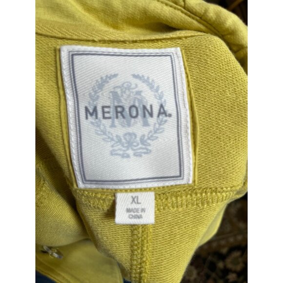 Merona Yellow Double-Breasted Peplum Jacket Blazer Cotton Y2K Ruche Collar Sz XL - Picture 6 of 8